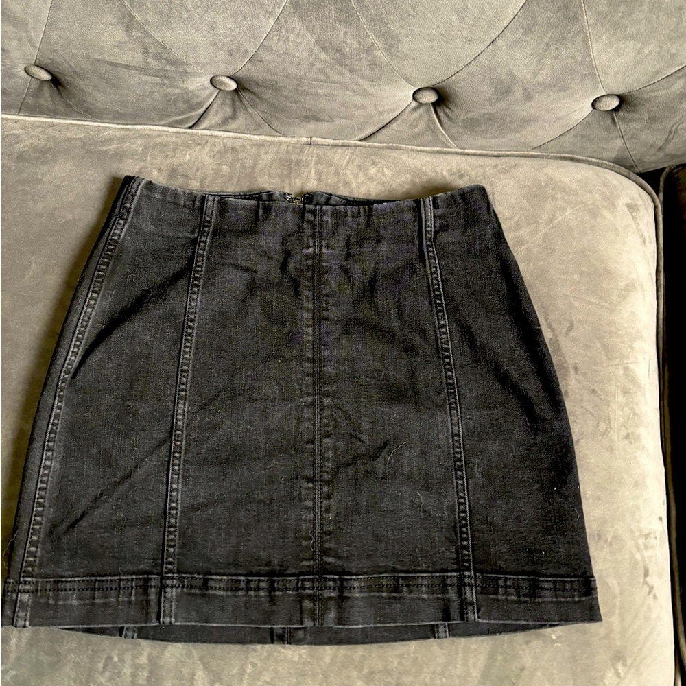 Black denim skirt